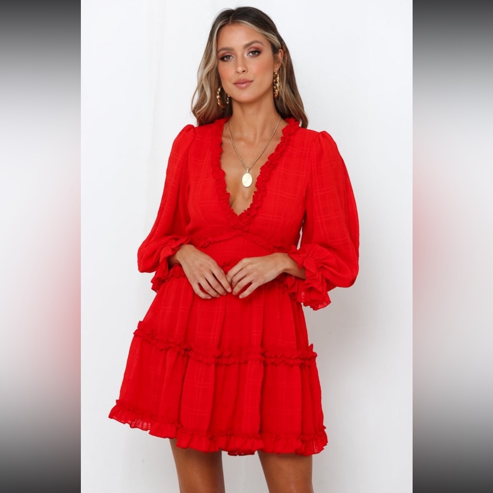 Angel Biba Hello Molly Selfie Leslie million dollar red ruffle dress